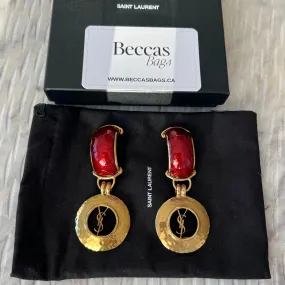 Saint Laurent-two-tone clip-on drop earrings